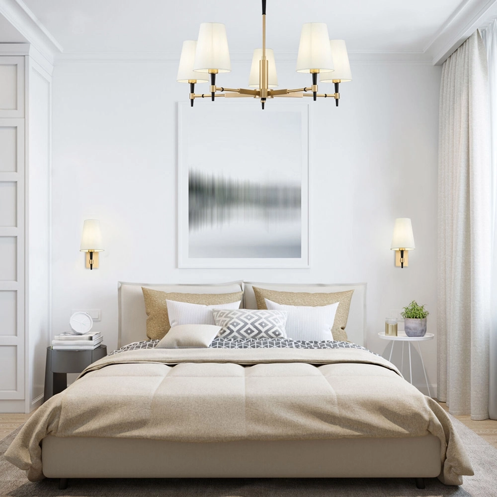 Maytoni Zaragoza Lampadario 5 Luci Paralume Stoffa