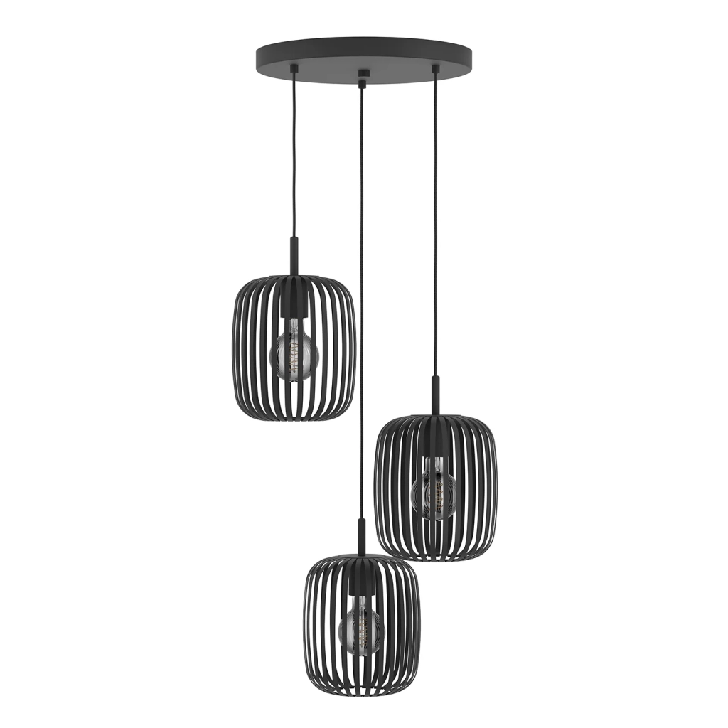 Eglo Lampada A Sospensione Romazzina, Ø 46 Cm, Nero, A 3 Luci, Acciaio